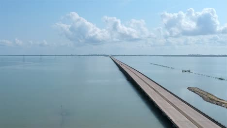 a long bridge in port lavaca bay