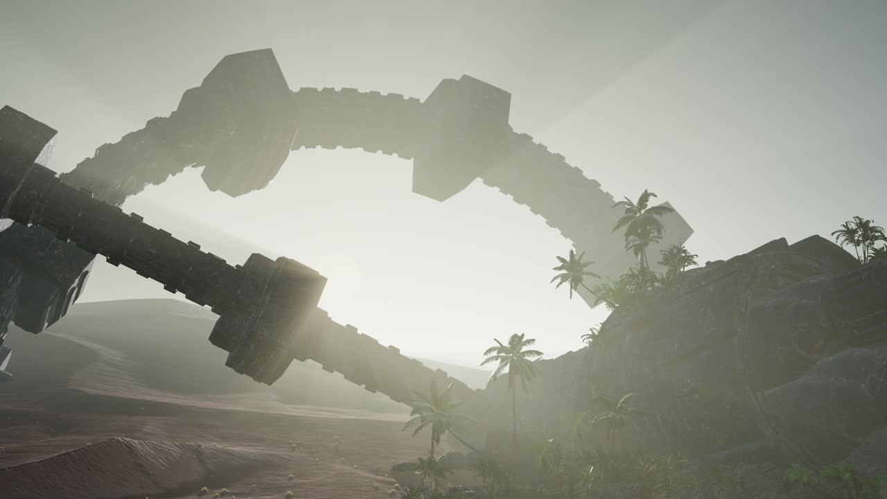 사막에 있는 오래된  ⁇ 은 외계인 우주선.