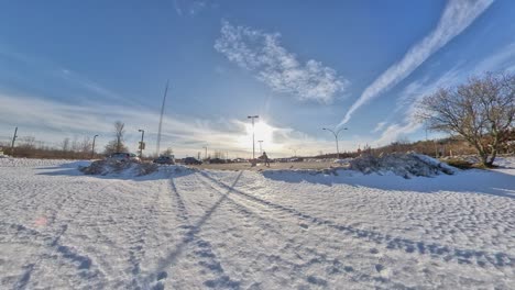 winter timelapse in a city  day time