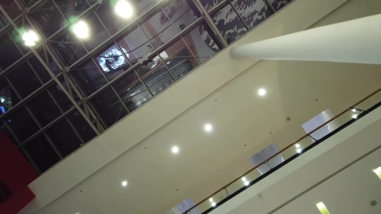 Shooting the ceiling at the mall.