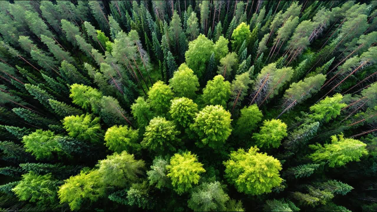 Aerial View of Lush Green Forests Showcasing Diverse Tree Canopies Amidst a Sea of Vibrant Foliage, Capturing Nature's Splendor and Biodiversity