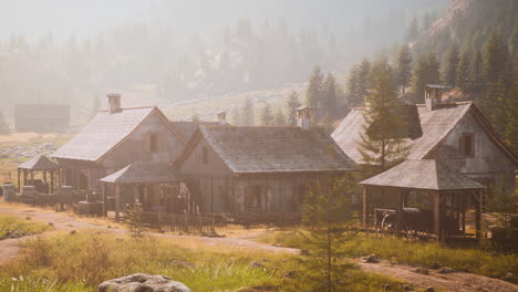 aerial view of swiss mountain village