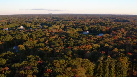 aerial view beautiful color changing trees countryside rehoboth, massachusetts