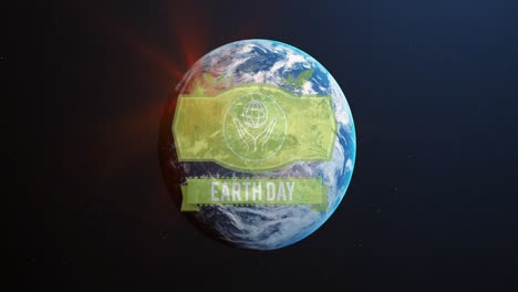 animación del texto del día de la tierra sobre el globo giratorio