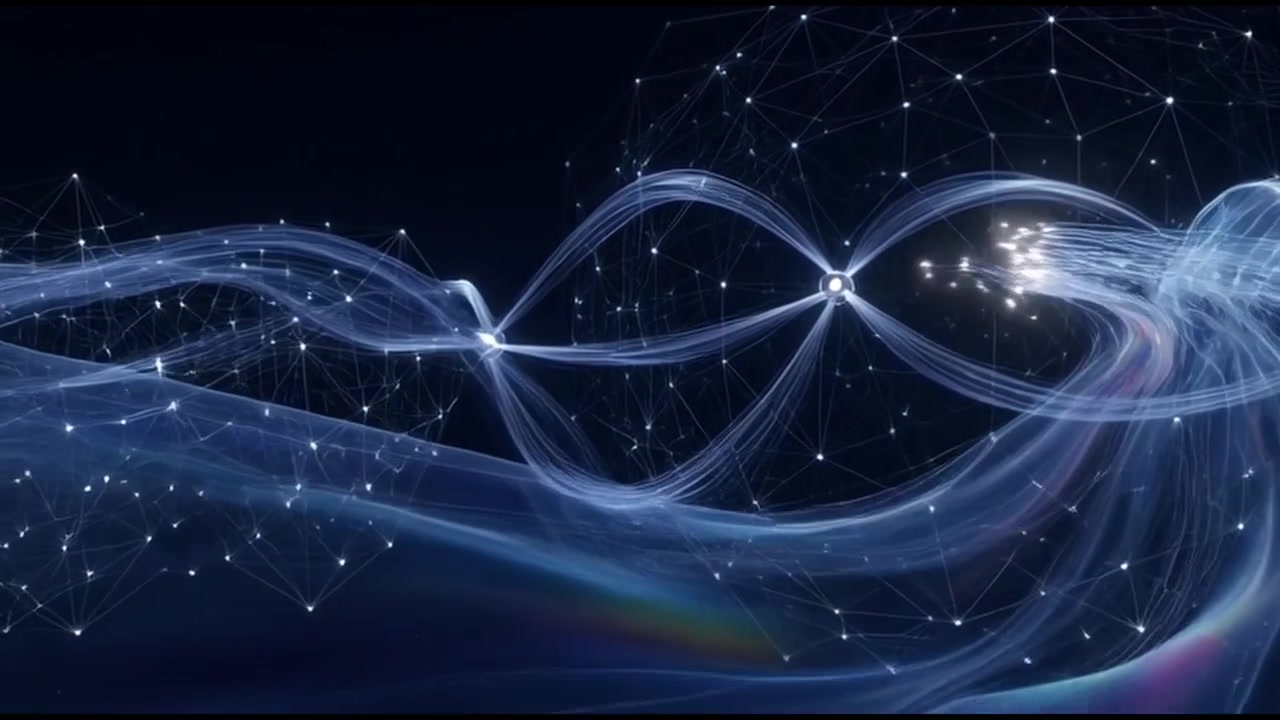 Abstract Digital Network Connections with Flowing Light Particles