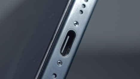 close-up of a smartphone charging port