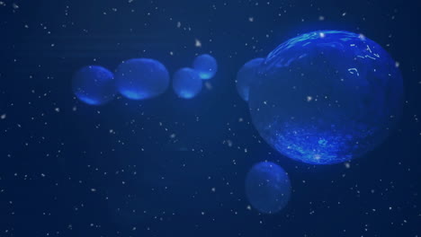 animation of blue atoms multiplying over blue background