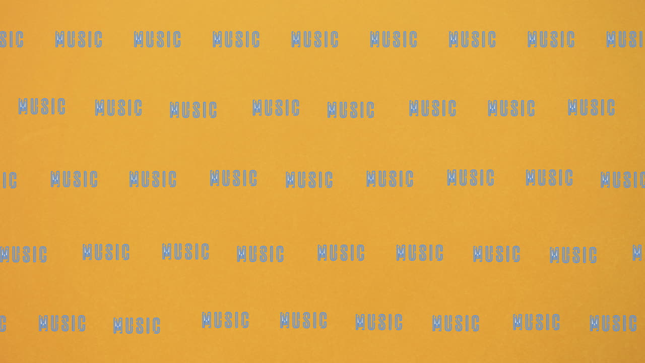 Animation of music texts moving over yellow background