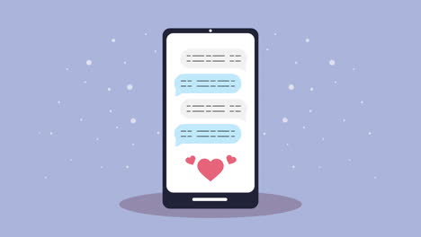 smartphone with romantic application animation