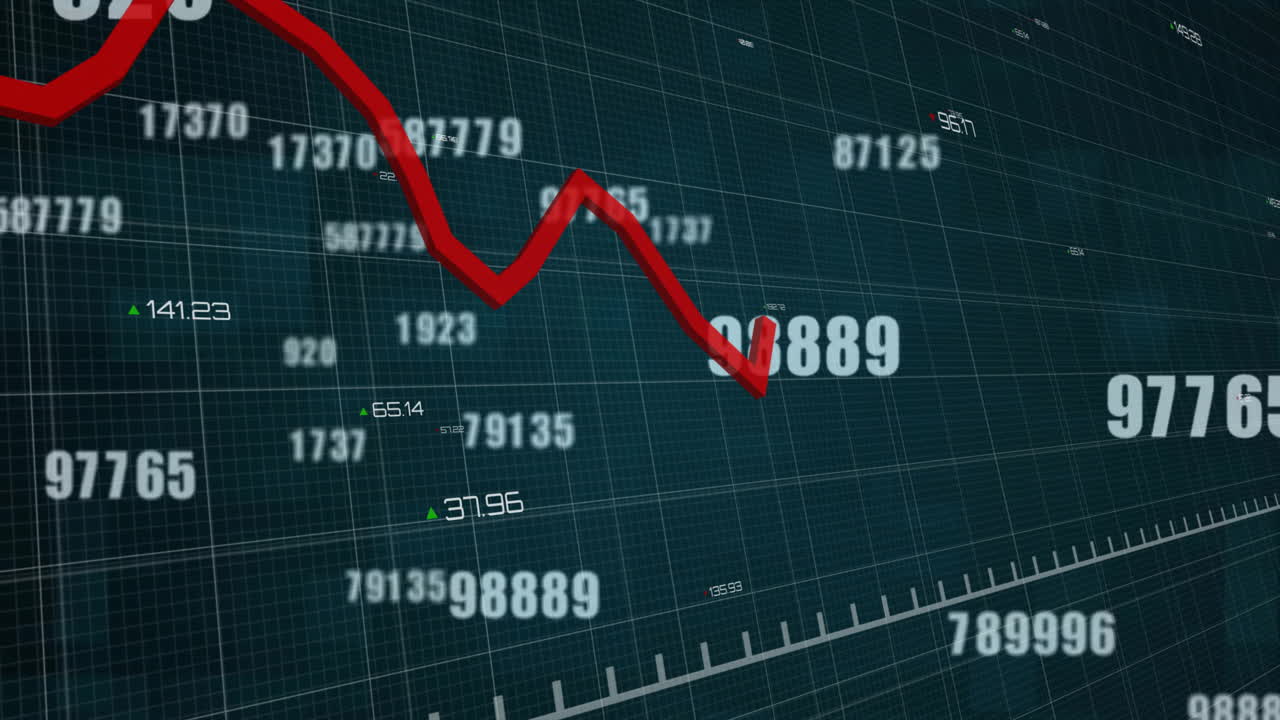 animación del procesamiento de datos financieros a través de la red sobre un fondo verde