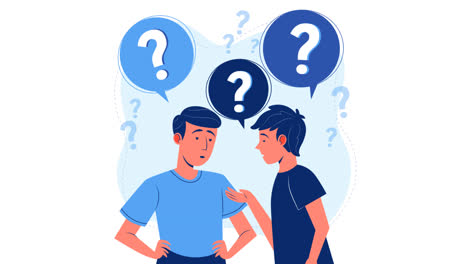 an animation of a organic flat people asking questions illustration