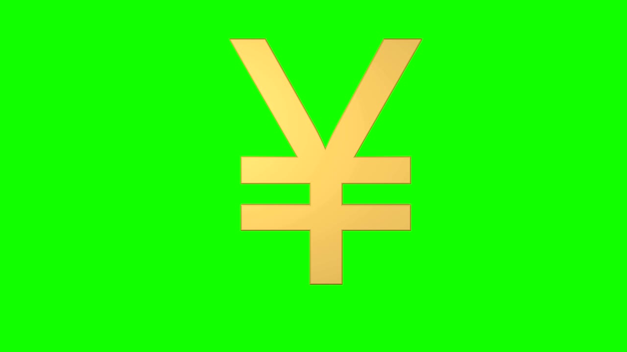 YEN rotating loop gold green screen Japanese currency