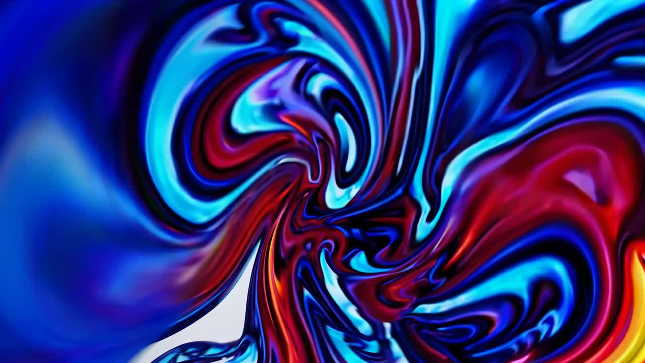 Concept di video astratto con colori vivaci che si mescolano in un primo piano, angolazione dall'alto