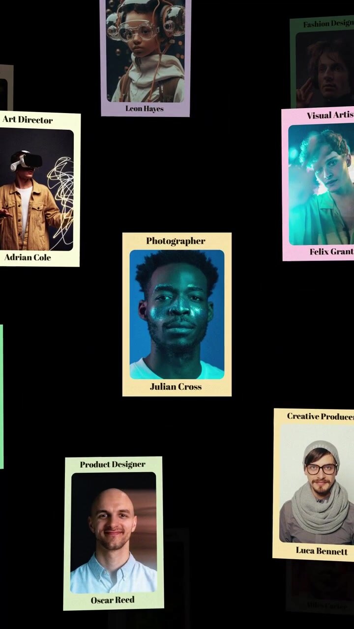 Pastel Floating Portrait Cards Vertical After Effects Template