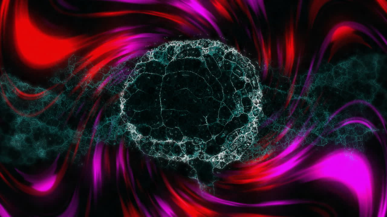 Animation of swirling red and purple patterns with intricate circular design