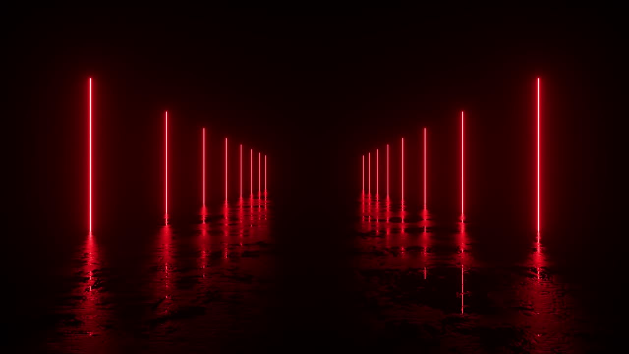 미래의 sf 배경: 빈 공간의 반사와 함께 콘크리트 바닥을 가진 방에서 빛나는 은 네온 불빛, 외계인, 우주선, 미래, 아치, 진보.