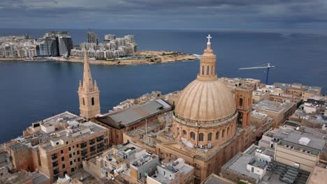 aerial drone view of basilica lady of mount carmel church, st