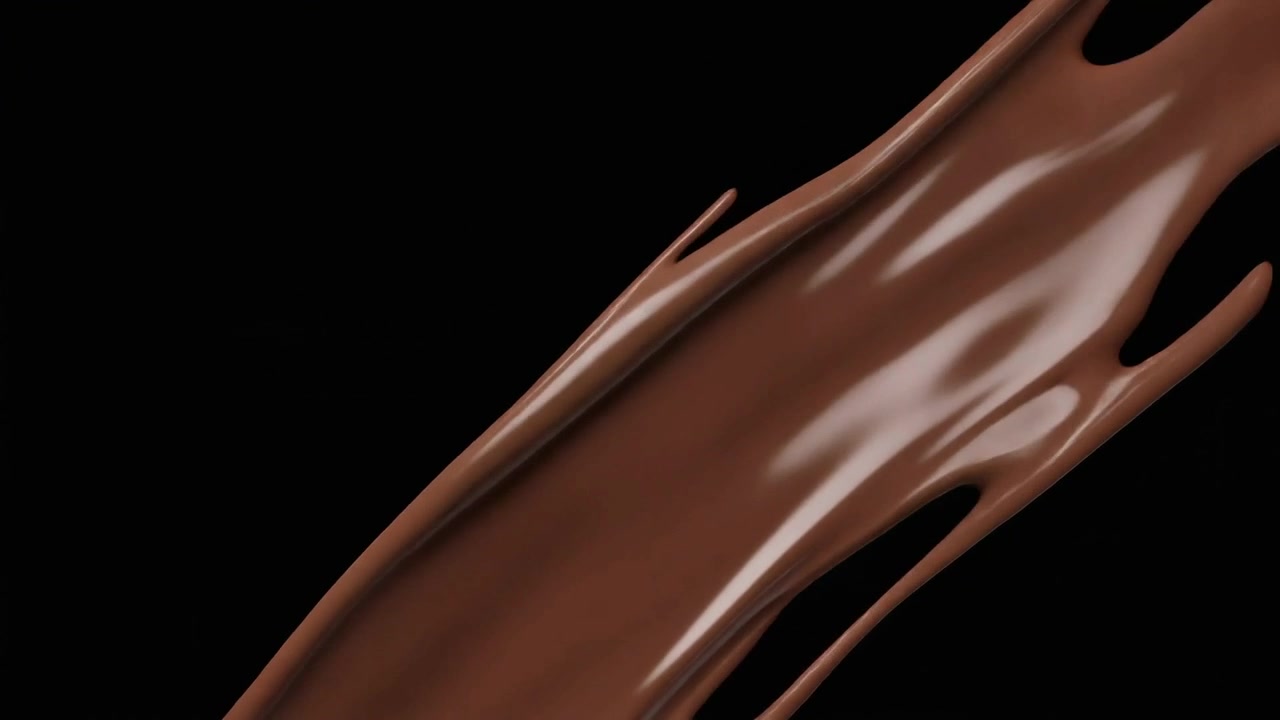 Cioccolato liquido che scorre su sfondo nero