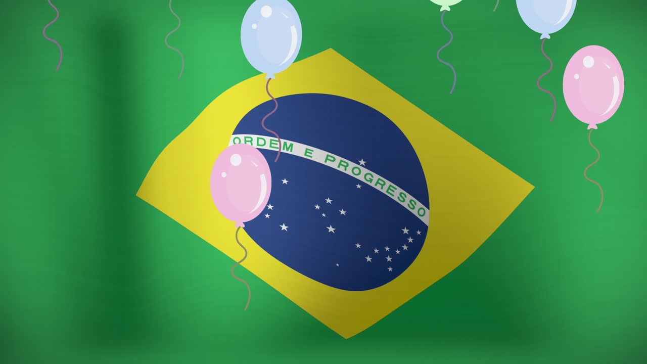 animación de globos sobre la bandera de brasil