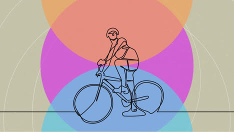 animación de dibujo de una ciclista sobre formas