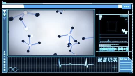 digital interface showing molecules falling