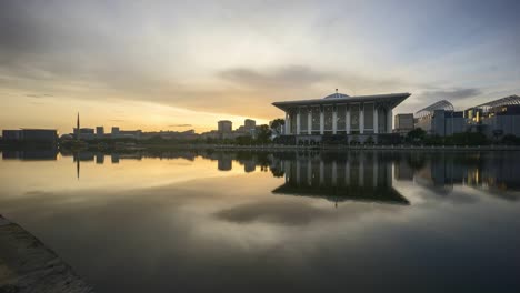 sunrise at putrajaya mosque.