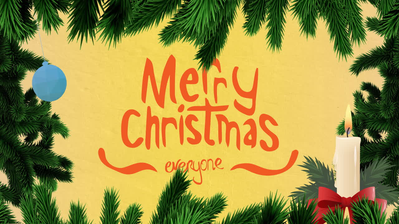 노란색 배경 에 있는 크리스마스 인사 의 애니메이션