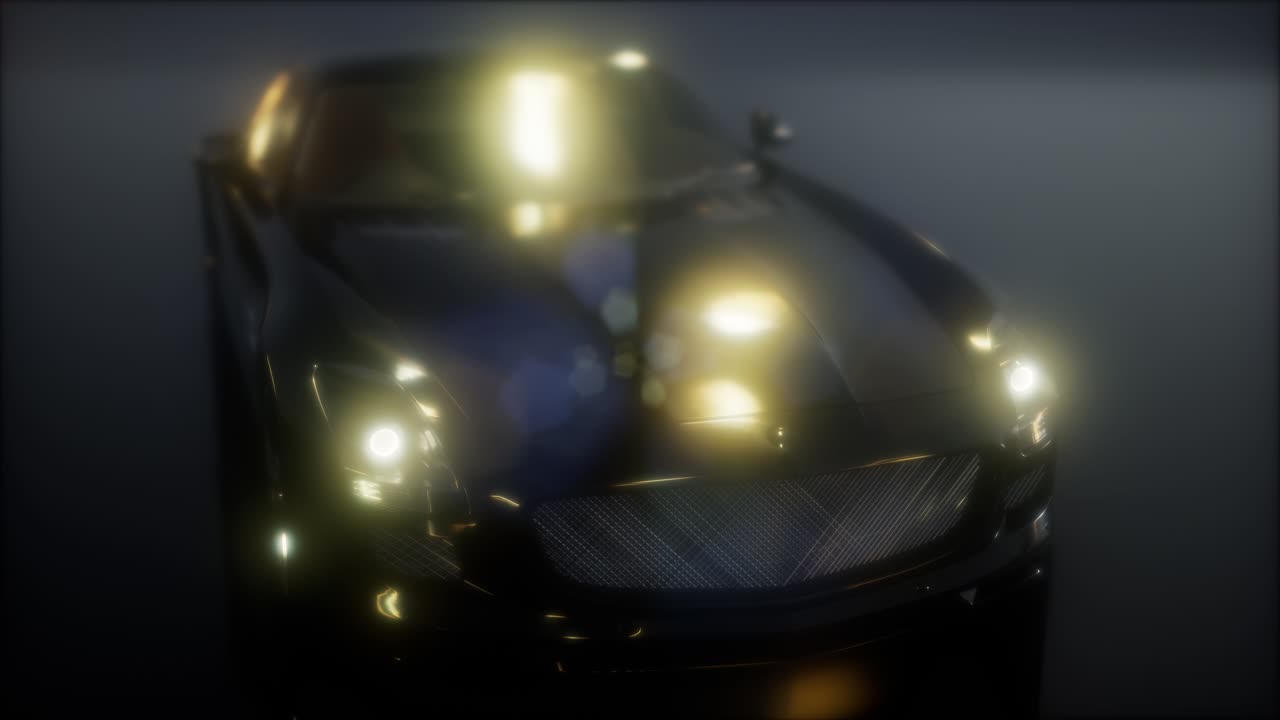 coche deportivo de lujo en un estudio oscuro con luces brillantes