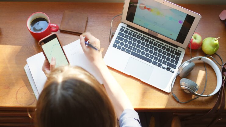 Woman working from home