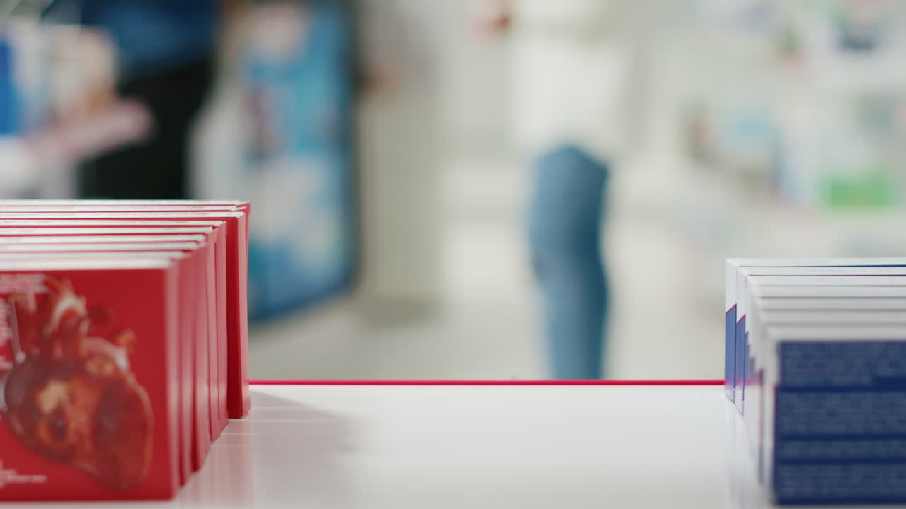 Woman shopping for vitamins and supplements in a pharmacy
