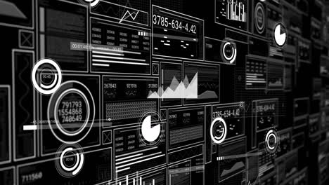 animación del procesamiento de datos sobre un fondo negro