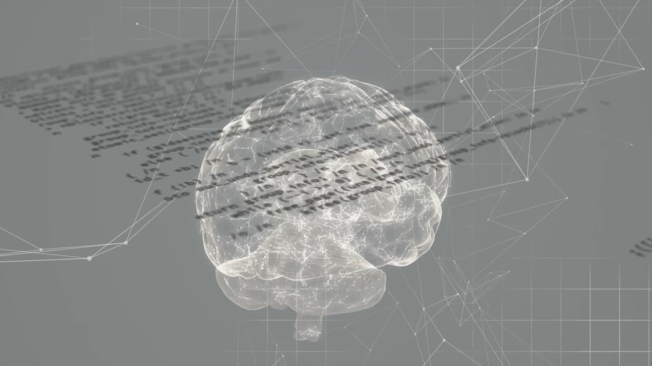 animación del procesamiento de datos y la red de conexiones con el giro del cerebro humano