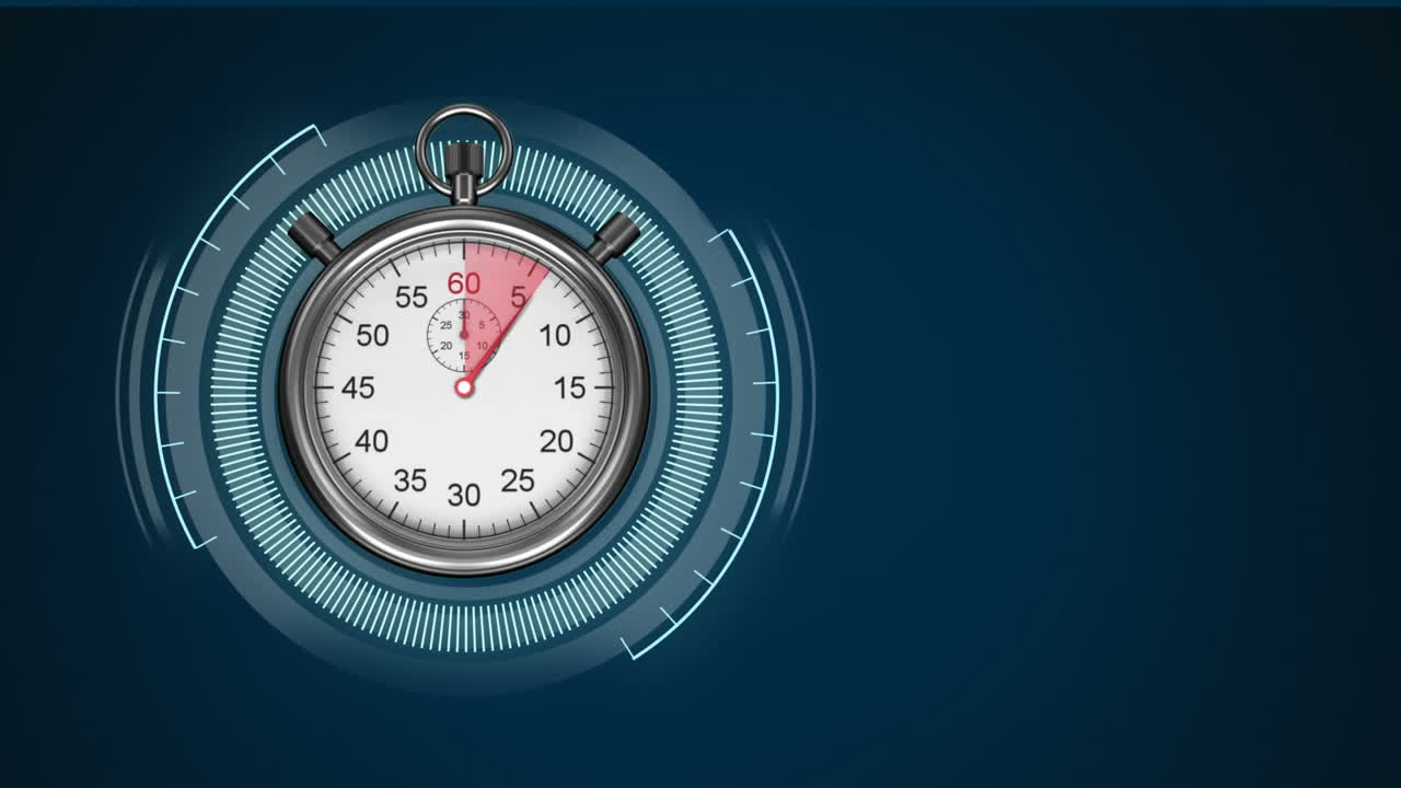 Animation of scopes scanning and data processing with stopwatch