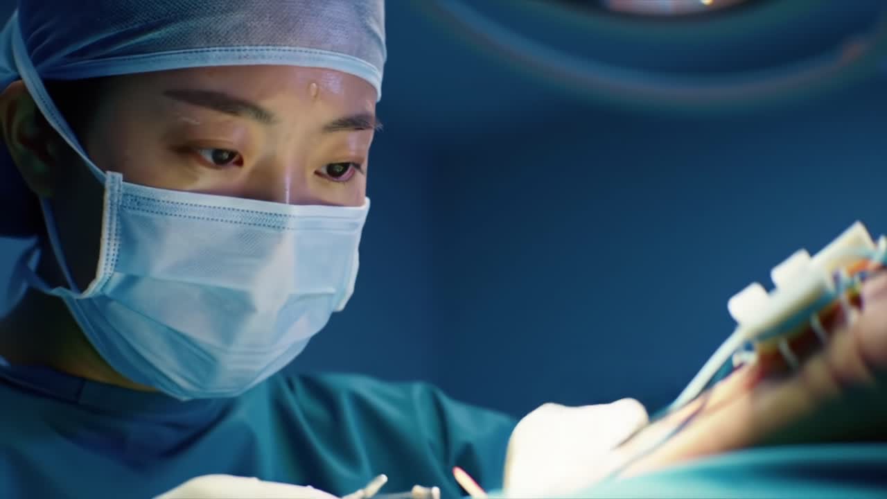 A Skilled Surgeon Focused on Precision During a Surgical Procedure, Demonstrating Expertise and Care in the Operating Room Environment