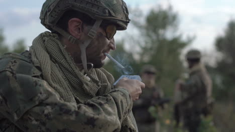 soldier smoking