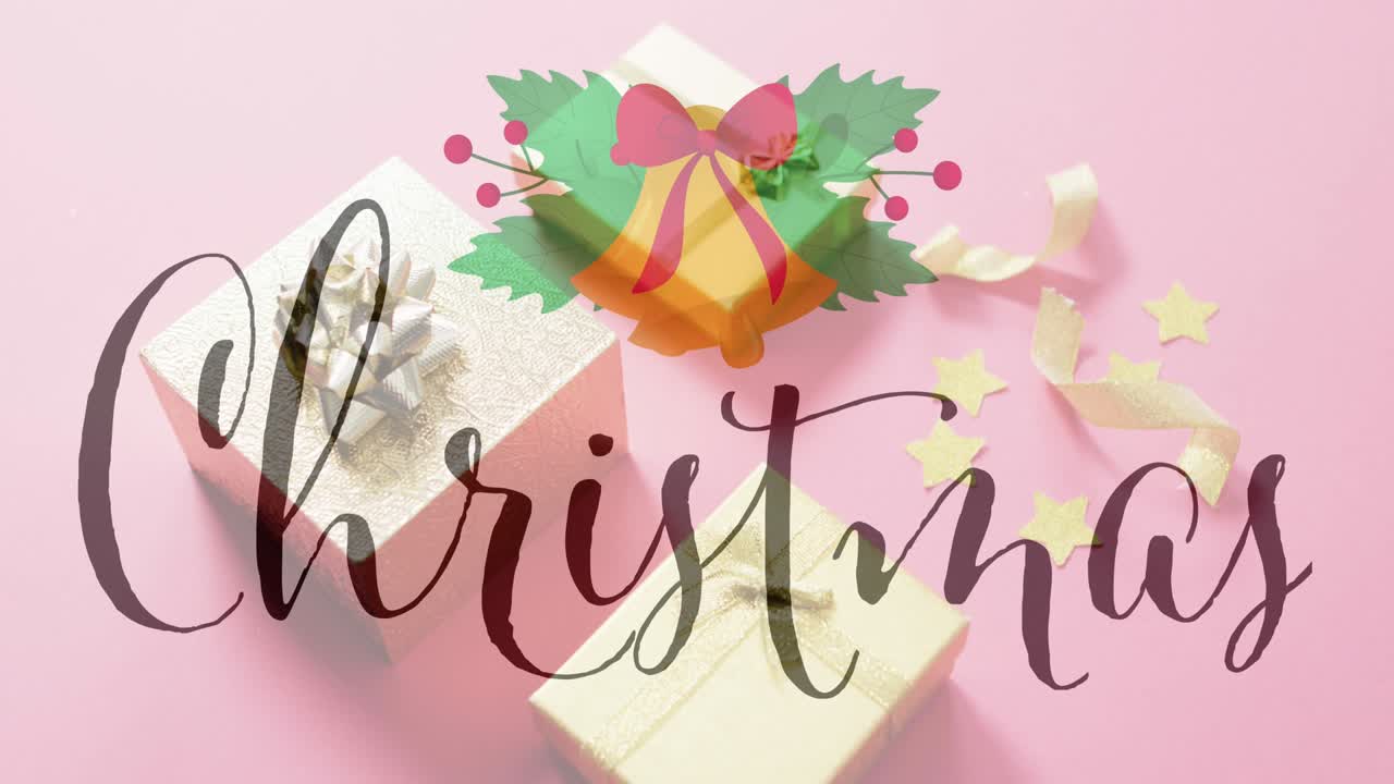 animación del texto de navidad sobre los regalos de navidad