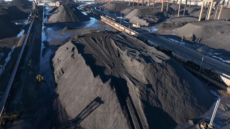 Large pile of coal at port in America