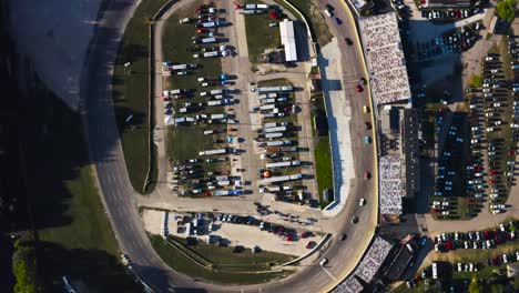 overhead footage of race car track