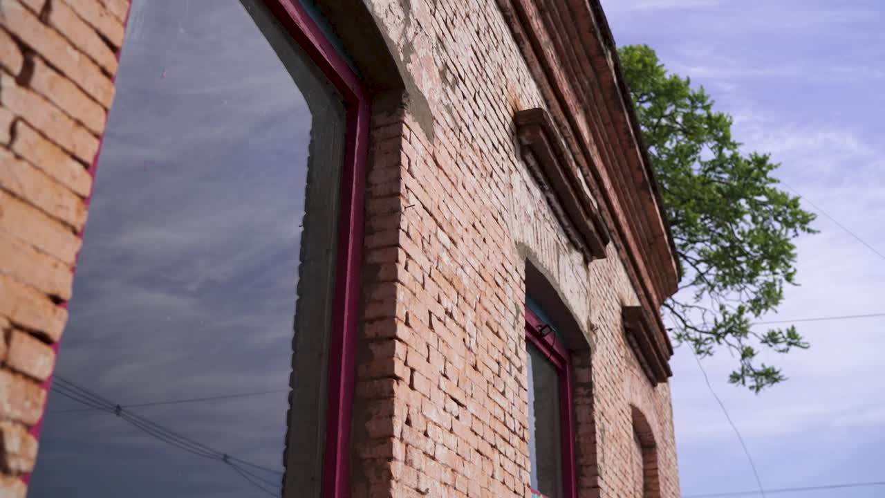 Low angle shot of an old weathered brick building facade in Misiones Argentina