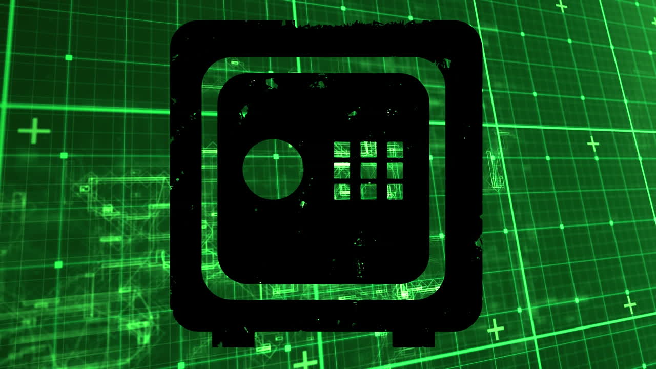 연결 네트워크와 안전 상자 아이콘의 애니메이션