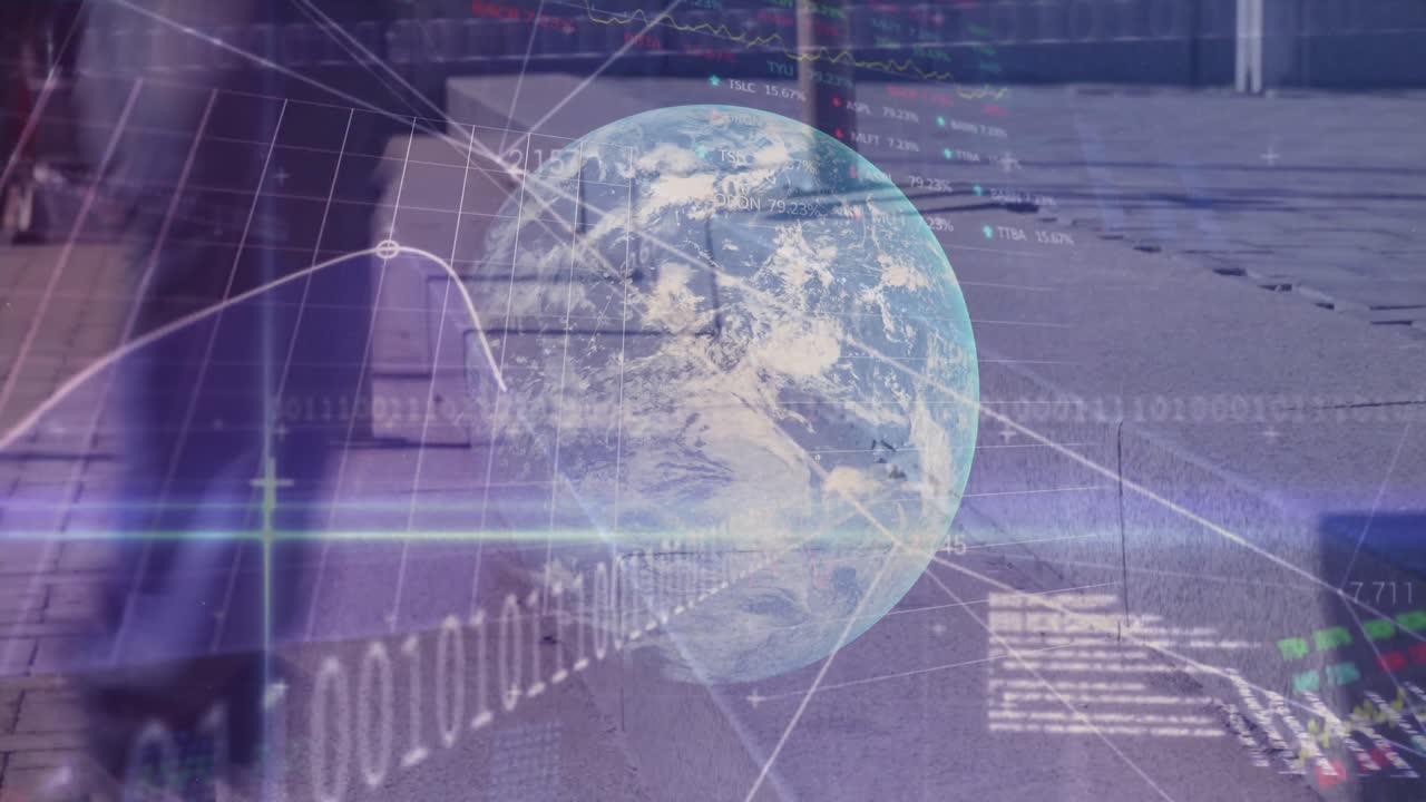 animación del procesamiento de datos sobre el paisaje urbano
