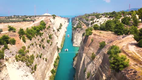 corinth canal filmed from drone view