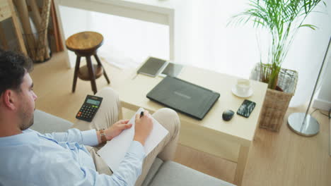 busy men working at desk at home