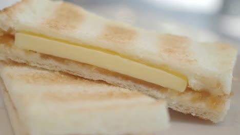 close-up of butter toast