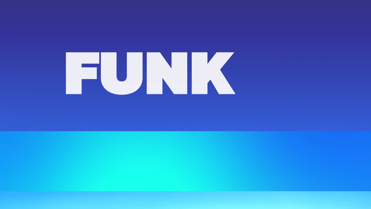 animación del texto funk sobre un fondo azul