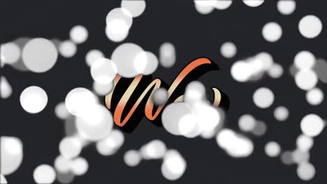 Animation-of-wow-text-in-gradient-orange-over-white-spots-flowing