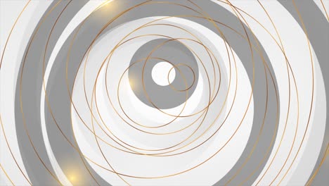 golden round outline pattern on black and grey background video animation