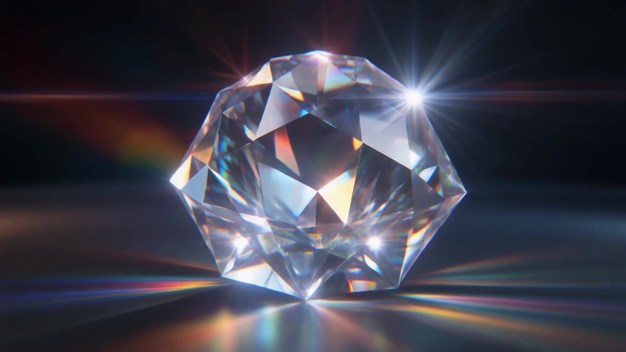Diamante brillante reflejando luz sobre superficie oscura