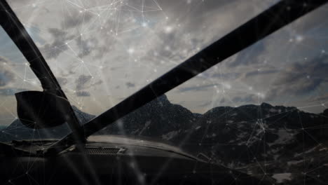animación de la red de conexiones sobre el avión en vuelo