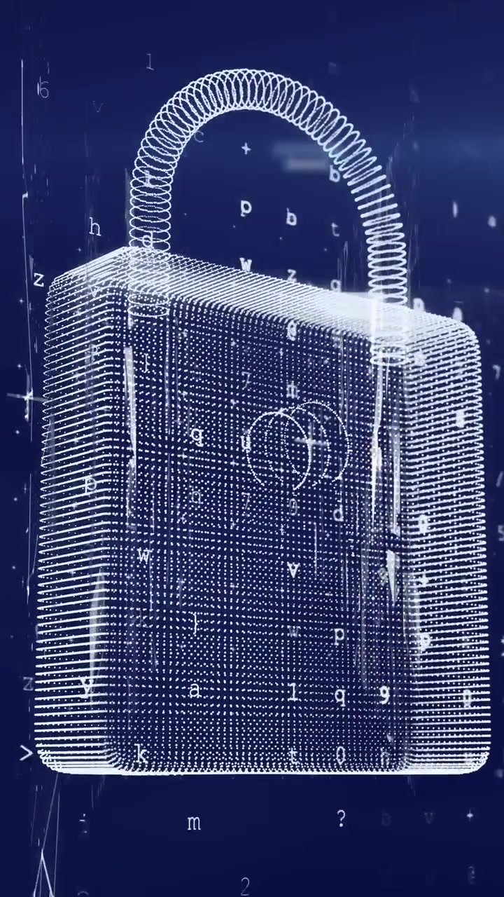 Data processing over security padlock icon against spot of light on blue background